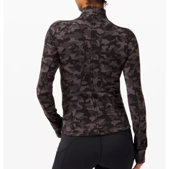Lululemon SZ 4 Run Briskley 1/2 Zip Jacket Camo Long Sleeve Stretch Zip Pocket - Picture 2 of 11